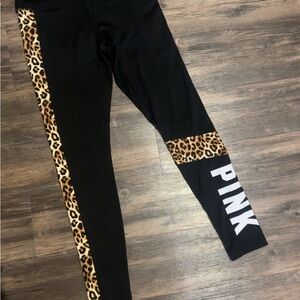 Victoria's Secret Black and Leopard Print Leggings